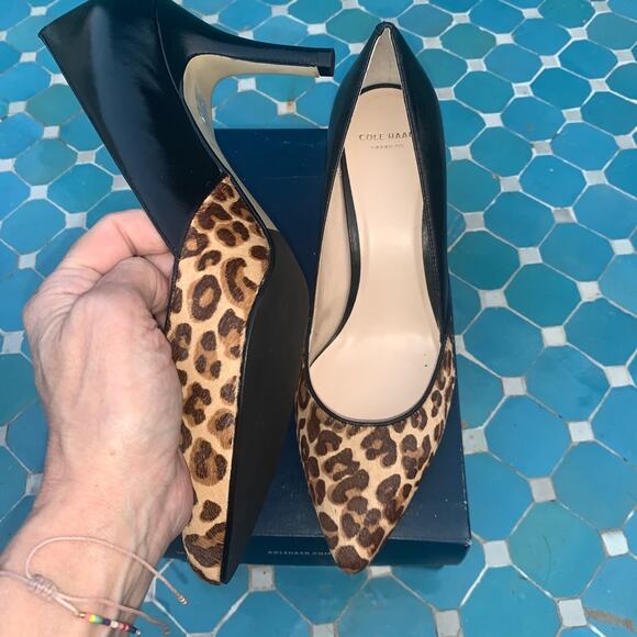 NEW/BOX COLE HAAN KYLE ANIMAL PRINT LEOPARD LEATHER PUMPS - Picture 5 of 9